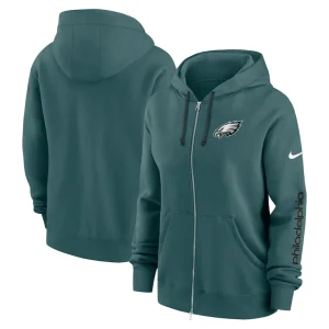 Philadelphia eagles nike womens plus size phoenix full zip hoodie Midnight green