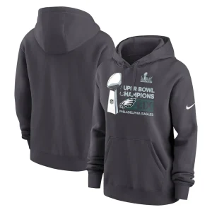Philadelphia eagles nike womens super bowl lix champions locker room trophy collection club fleece pullover hoodie anthracite Multi