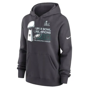 Philadelphia eagles nike womens super bowl lix champions locker room trophy collection club fleece pullover hoodie anthracite Multi M