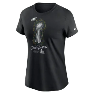 Philadelphia eagles nike womens super bowl lix champions lombardi trophy t shirt Black M