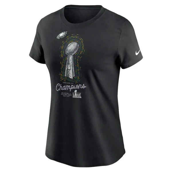 Philadelphia eagles nike womens super bowl lix champions lombardi trophy t shirt Black M