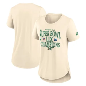 Philadelphia eagles nike womens super bowl lix champions retro logo tri blend scoop neck t shirt natural Multi