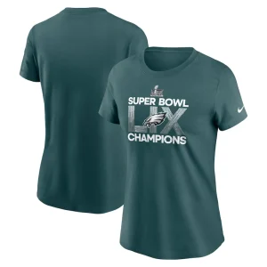 Philadelphia eagles nike womens super bowl lix champions t shirt Midnight green