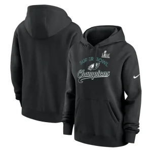 Philadelphia eagles nike womens super bowl lix champions tailsweep pullover hoodie Black