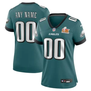 Philadelphia eagles nike womens super bowl lix custom game jersey Midnight green
