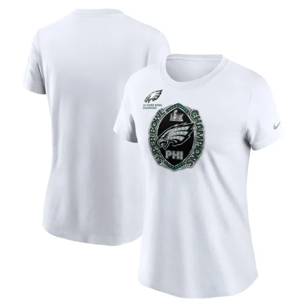 Philadelphia eagles nike womens two time super bowl champions ring t shirt White