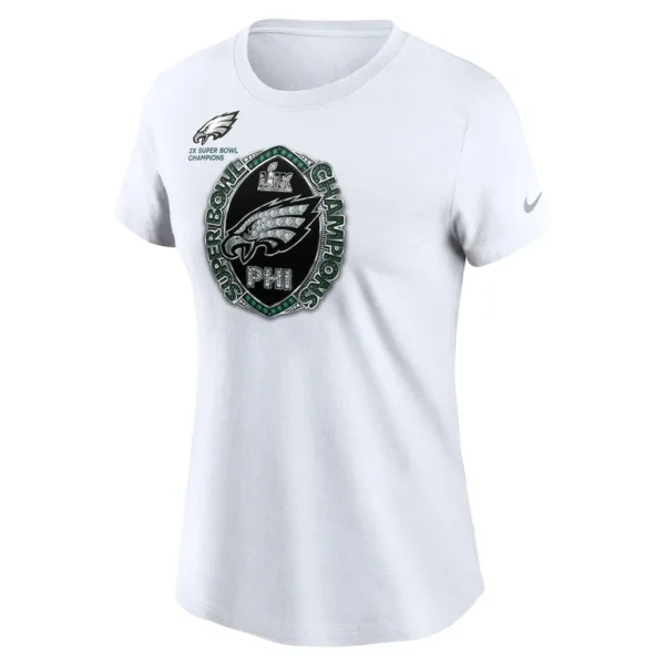 Philadelphia eagles nike womens two time super bowl champions ring t shirt White M