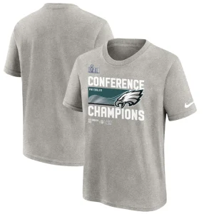 Philadelphia eagles nike youth 2022 nfc champions locker room trophy collection t shirt Gray