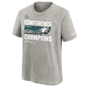 Philadelphia eagles nike youth 2022 nfc champions locker room trophy collection t shirt Gray Yth M