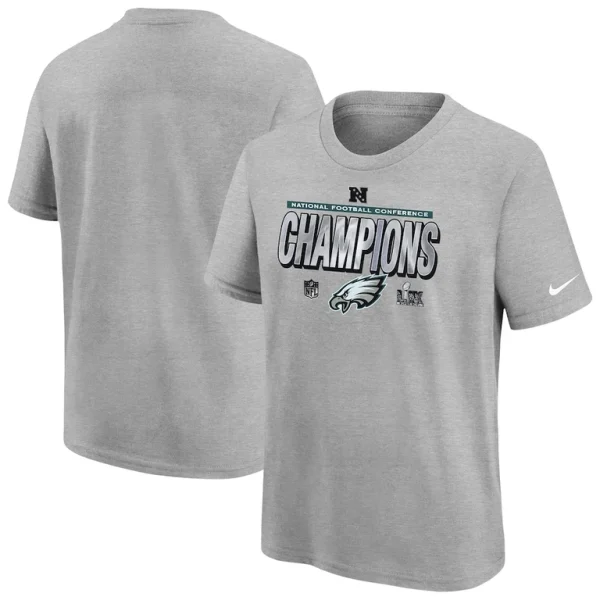 Philadelphia eagles nike youth 2024 nfc champions locker room trophy collection t shirt Heather gray