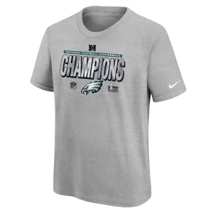Philadelphia eagles nike youth 2024 nfc champions locker room trophy collection t shirt Heather gray Yth M