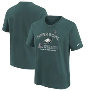 Philadelphia eagles nike youth super bowl lix authentic t shirt Midnight green
