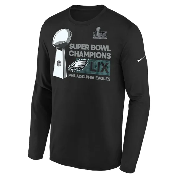 Philadelphia eagles nike youth super bowl lix champions locker room trophy collection long sleeve t shirt Black Yth L