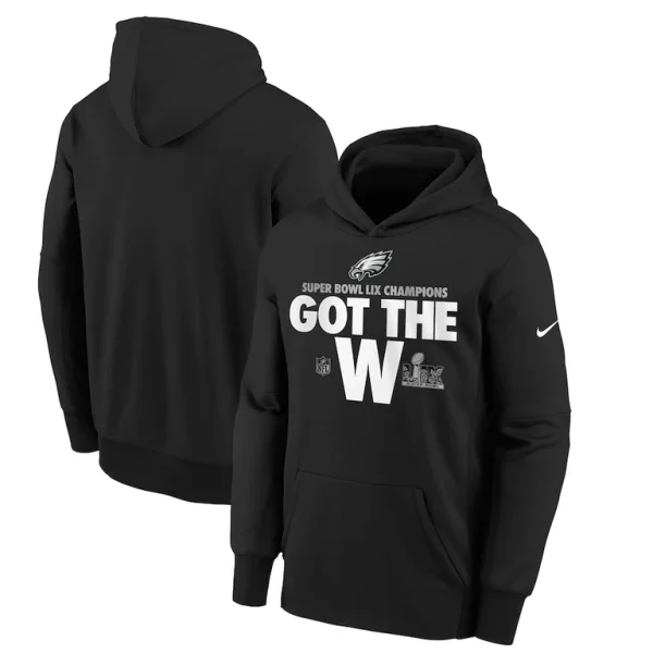 Philadelphia eagles nike youth super bowl lix champions parade pullover hoodie Black