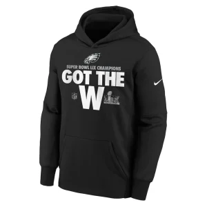 Philadelphia eagles nike youth super bowl lix champions parade pullover hoodie Black Yth M