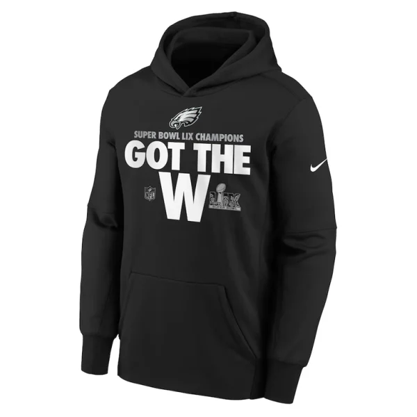 Philadelphia eagles nike youth super bowl lix champions parade pullover hoodie Black Yth M