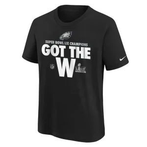Philadelphia eagles nike youth super bowl lix champions parade t shirt Black Yth M