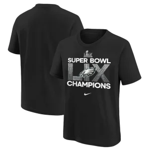 Philadelphia eagles nike youth super bowl lix champions t shirt Black