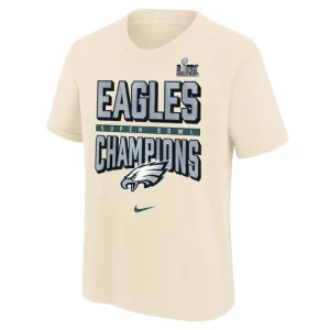 Philadelphia eagles nike youth super bowl lix champions t shirt Cream Yth M