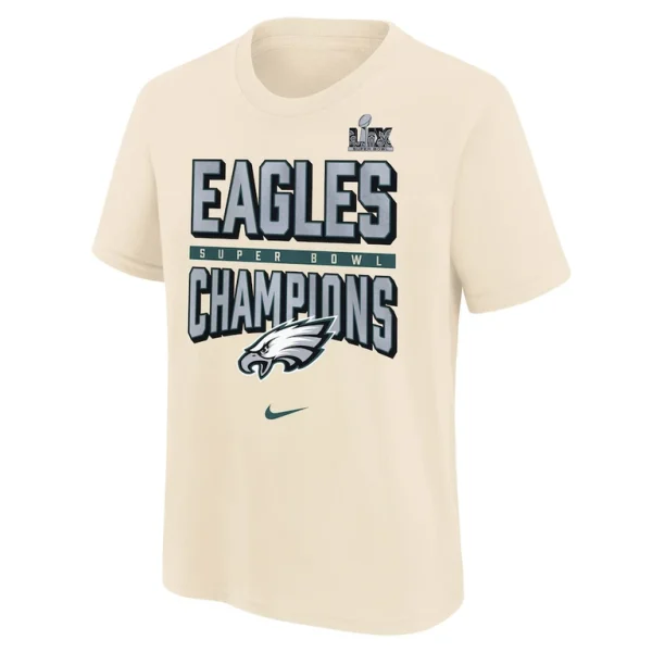 Philadelphia eagles nike youth super bowl lix champions t shirt Cream Yth M
