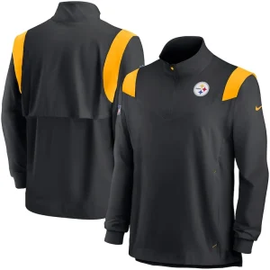 Pittsburgh steelers nike 2022 sideline coach chevron lockup quarter zip long sleeve top Black