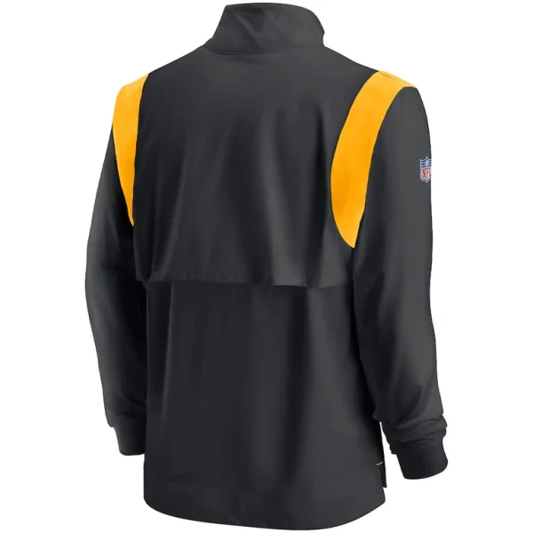 Pittsburgh steelers nike 2022 sideline coach chevron lockup quarter zip long sleeve top Black L