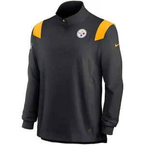 Pittsburgh steelers nike 2022 sideline coach chevron lockup quarter zip long sleeve top Black M