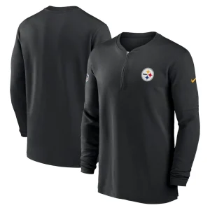 Pittsburgh steelers nike 2023 sideline performance long sleeve tri blend quarter zip top Black