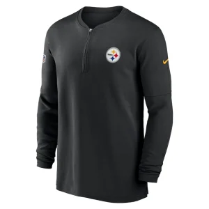 Pittsburgh steelers nike 2023 sideline performance long sleeve tri blend quarter zip top Black M