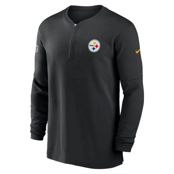 Pittsburgh steelers nike 2023 sideline performance long sleeve tri blend quarter zip top Black M