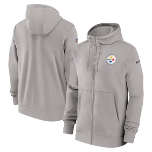 Pittsburgh steelers nike 202324 sideline club full zip hoodie Gray