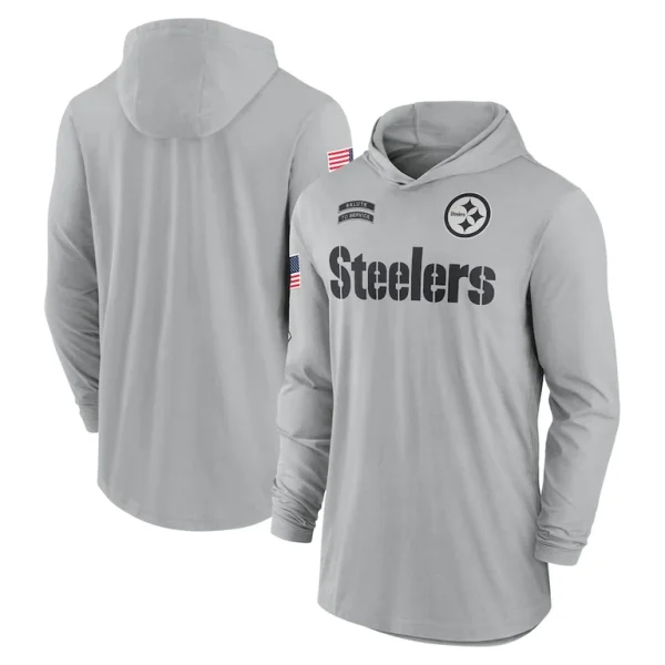 Pittsburgh steelers nike 2024 salute to service lightweight performance long sleeve hooded t shirt Gray