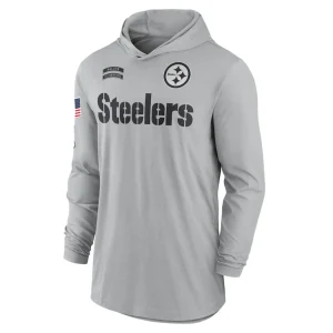 Pittsburgh steelers nike 2024 salute to service lightweight performance long sleeve hooded t shirt Gray M