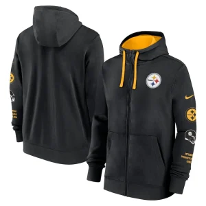 Pittsburgh steelers nike club full zip hoodie jacket Black