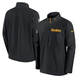 Pittsburgh steelers nike coach half zip jacket Black