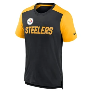 Pittsburgh steelers nike color block team name t shirt Heathered blackheathered gold M