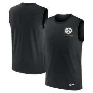 Pittsburgh steelers nike large logo peformance muscle tank top Black