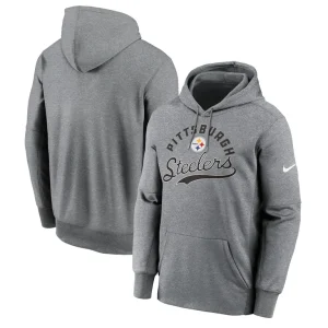 Pittsburgh steelers nike performance fleece pullover hoodie Heather gray