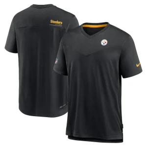 Pittsburgh steelers nike sideline coach chevron lock up logo v neck performance t shirt Black