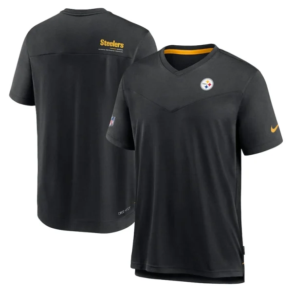 Pittsburgh steelers nike sideline coach chevron lock up logo v neck performance t shirt Black