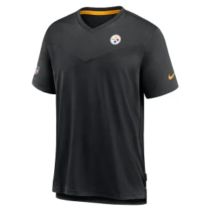 Pittsburgh steelers nike sideline coach chevron lock up logo v neck performance t shirt Black S
