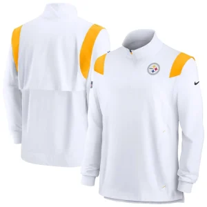 Pittsburgh steelers nike sideline coach chevron lockup quarter zip long sleeve top White