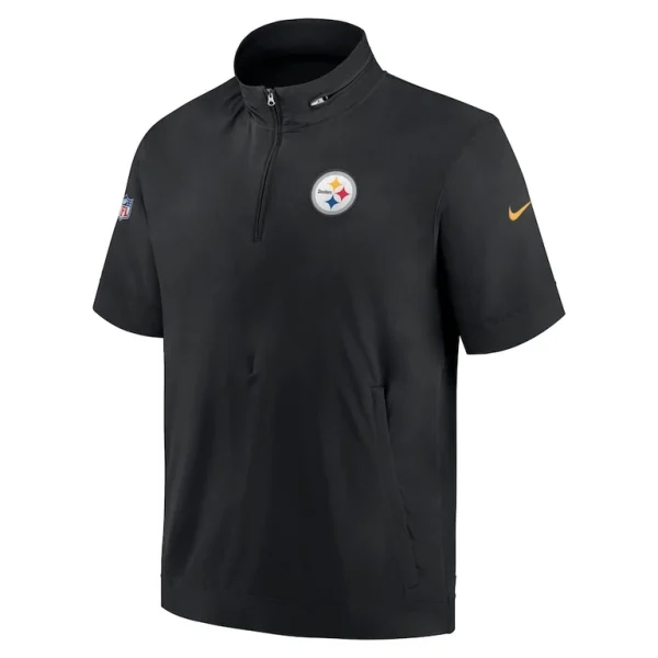 Pittsburgh steelers nike sideline coach short sleeve hoodie quarter zip jacket Black M
