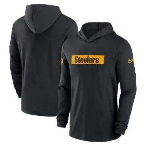 Pittsburgh steelers nike sideline hoodie performance long sleeve t shirt Black
