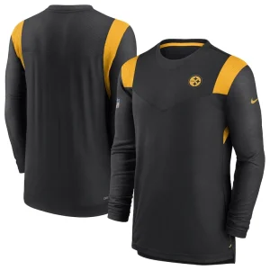Pittsburgh steelers nike sideline tonal logo performance player long sleeve t shirt Black