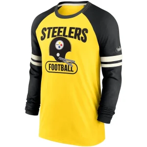 Pittsburgh steelers nike throwback raglan long sleeve t shirt Goldblack M