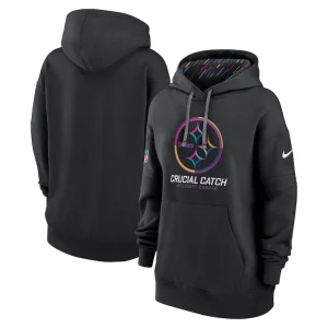 Pittsburgh steelers nike womens 2024 nfl crucial catch club pullover hoodie Black