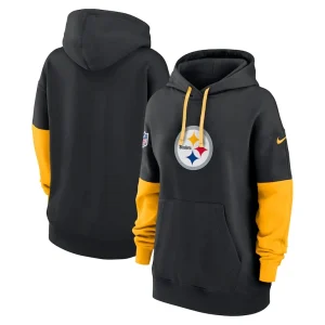 Pittsburgh steelers nike womens 2024 sideline essential fleece pullover hoodie Black