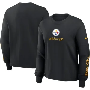 Pittsburgh steelers nike womens boxy long sleeve t shirt Black