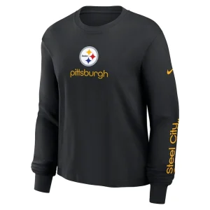Pittsburgh steelers nike womens boxy long sleeve t shirt Black S